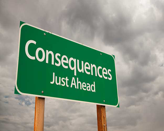 Sign that reads "Consequences Just Ahead"