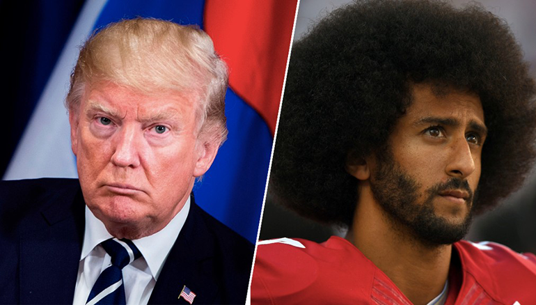 Picture of Donald Trump on left, Colin Kaepernick on right