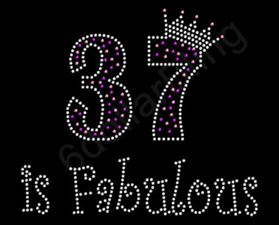 Picture of embroidered text that reads "37 is Fabulous"