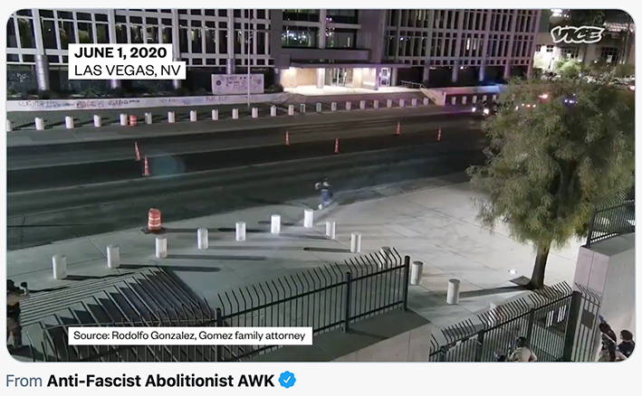 Screenshot of security footage showing Las Vegas Metro Police summarily executing Jorge Gomez